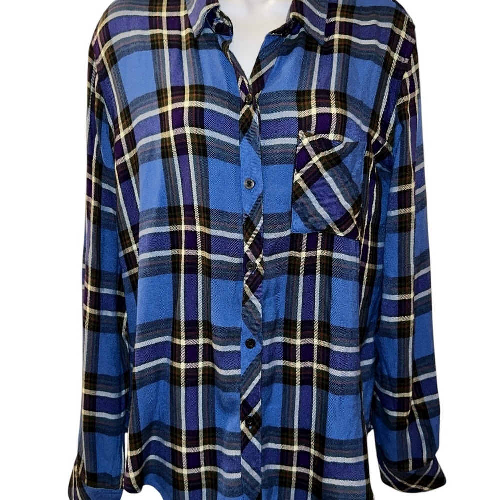 Rails Blue and black Plaid Button-Up Shirt